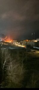 Пожар после взрыва в Бердянске